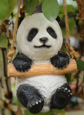 新款花园庭院装饰仿真秋千动物挂件树脂创意户外景观园林别墅摆件