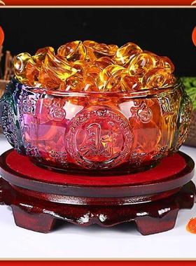 大水晶聚宝盆装饰品釉面元宝客厅商店柜台入口装饰开幕乔迁礼物