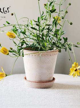 bergs宝格士 陶盆手工制作赫莲娜北欧丹麦设计绿植兰花室内外花盆