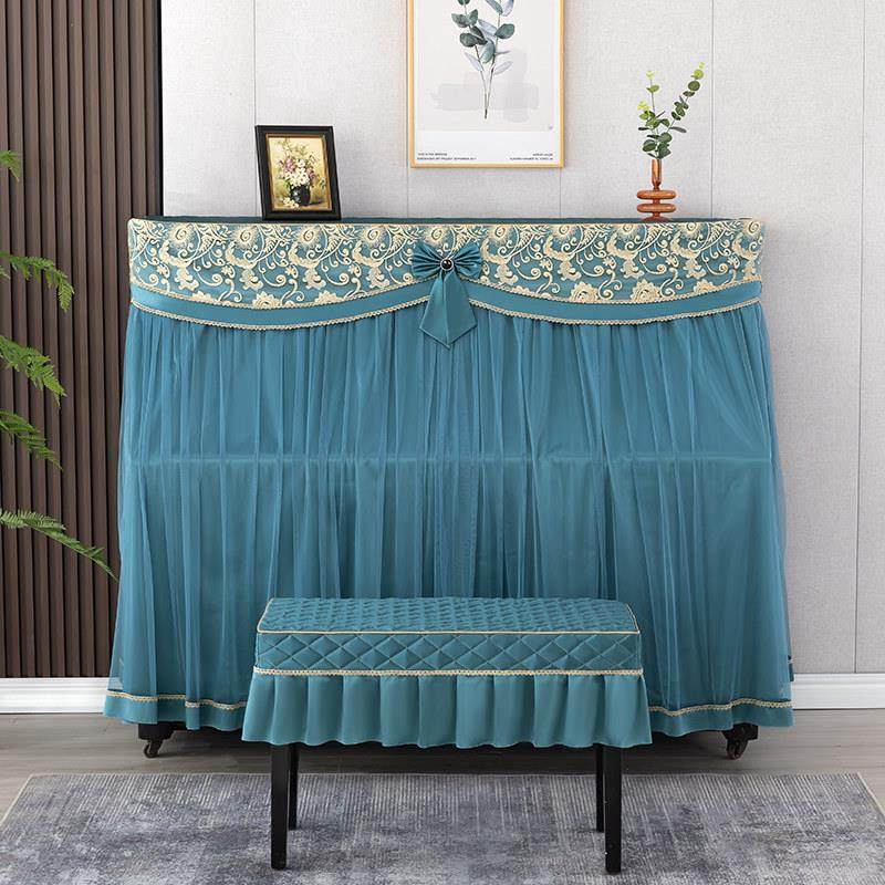 高级感欧式钢琴防尘罩子全罩蕾丝轻奢高档钢琴套全包盖布现代简约