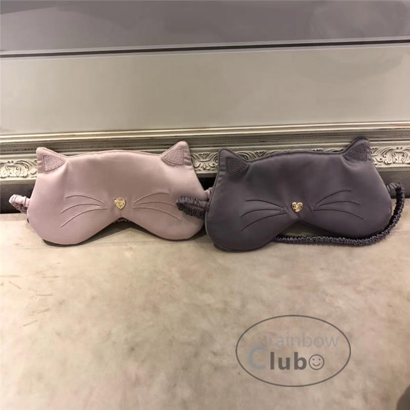 日单冰激凌可爱甜美柔软缎面彷真丝猫咪胡须遮光助睡眠飞行眼罩