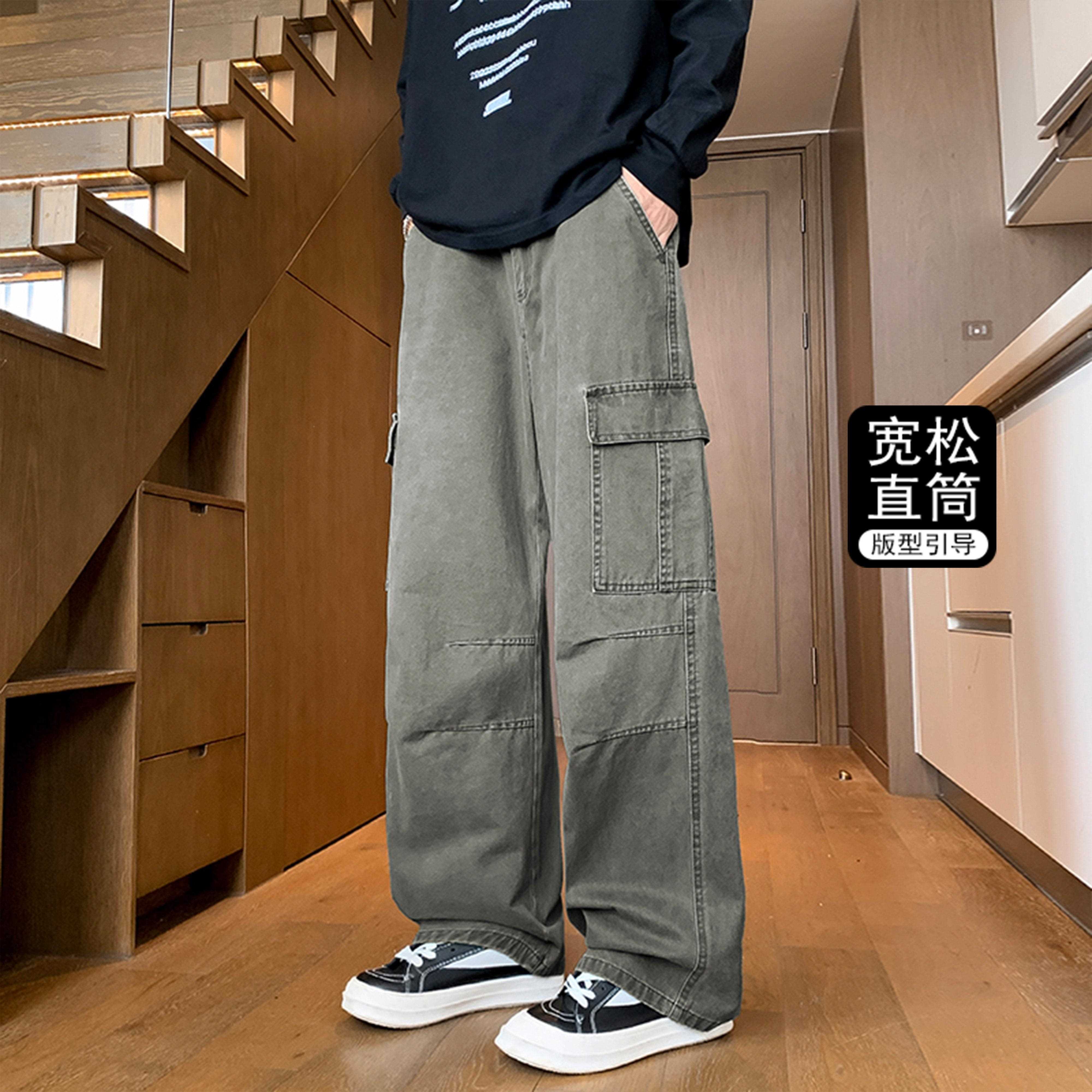 猎新璞工装裤子男士2026款夏季休闲裤军绿筒男纯LP-SM-11棉宽松潮