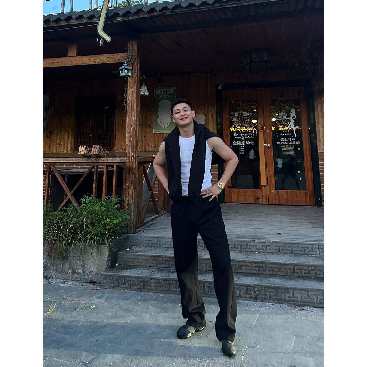 GTAL美式405g抽绳直筒休闲裤垂感立体剪裁纯色健身显腿长百搭卫裤