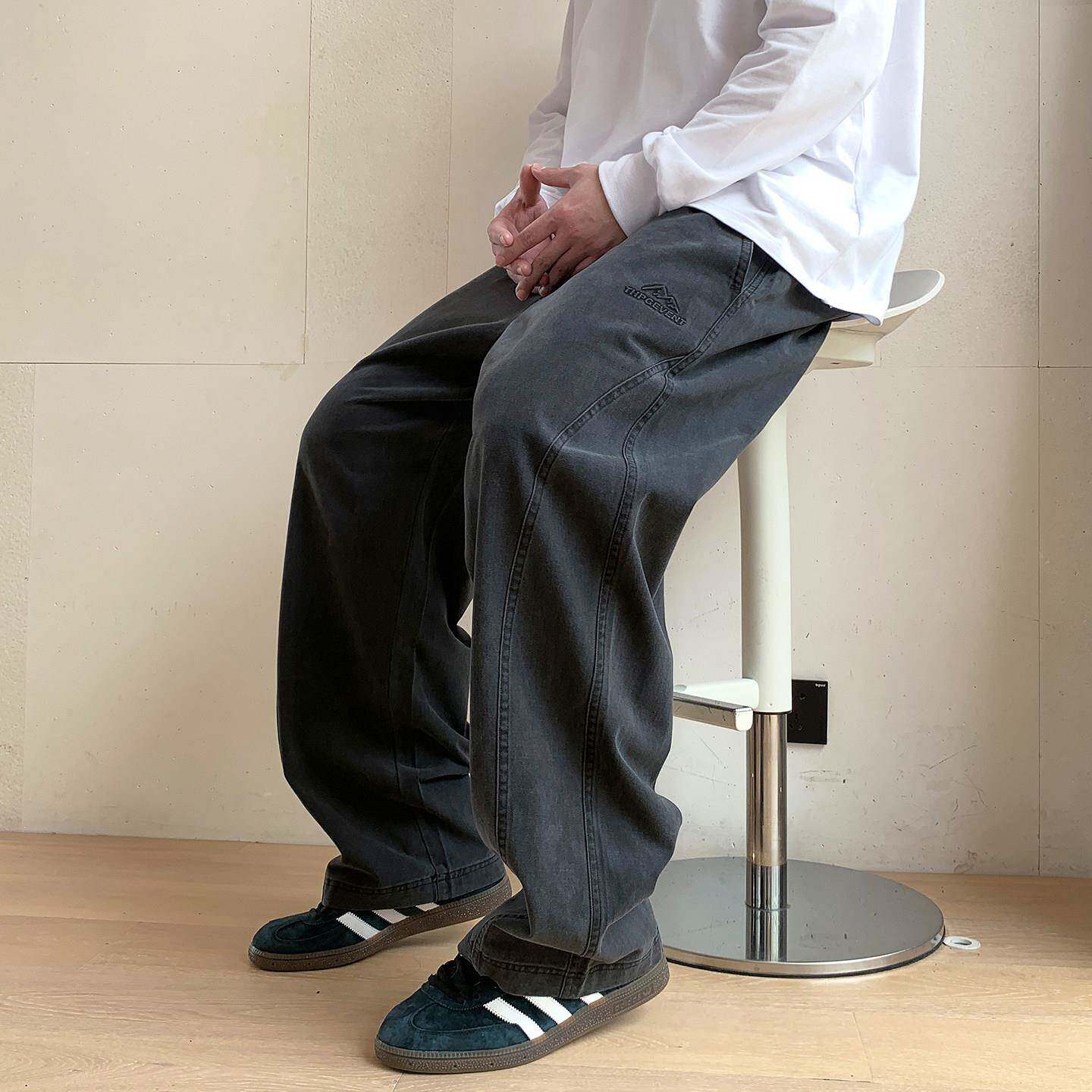 VTOS维特沃森大尺码男装宽松直筒休闲裤胖子秋季水洗复古加肥长裤