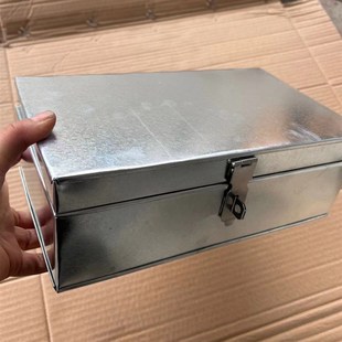镀锌铁皮箱钱箱带锁储物盒手提铁箱子长方形收纳盒大号五金工具箱