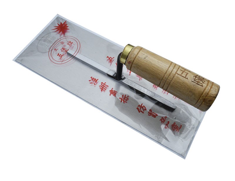铜环圈正宗杭州五堡木柄泥夹抹刀 抹泥刀 铁板泥工粉墙涂刷泥抹子