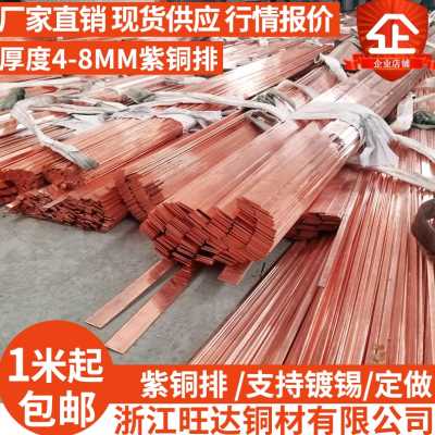 极速厂销T2紫铜排扁条接地紫铜排T3镀锡铜排紫MU铜条铜方块汇流排