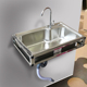 极速厨房304简易单水槽不锈钢水槽带G墙上三角支架洗菜盆挂墙式 水