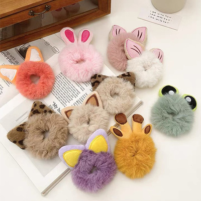 极速1PCS New Cute Hair Accessories FakeJ Fur Hair Rope Bear
