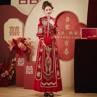 秀禾服婚服2025新款新娘出嫁服冬季结婚中N式丝绒敬酒服小个子嫁