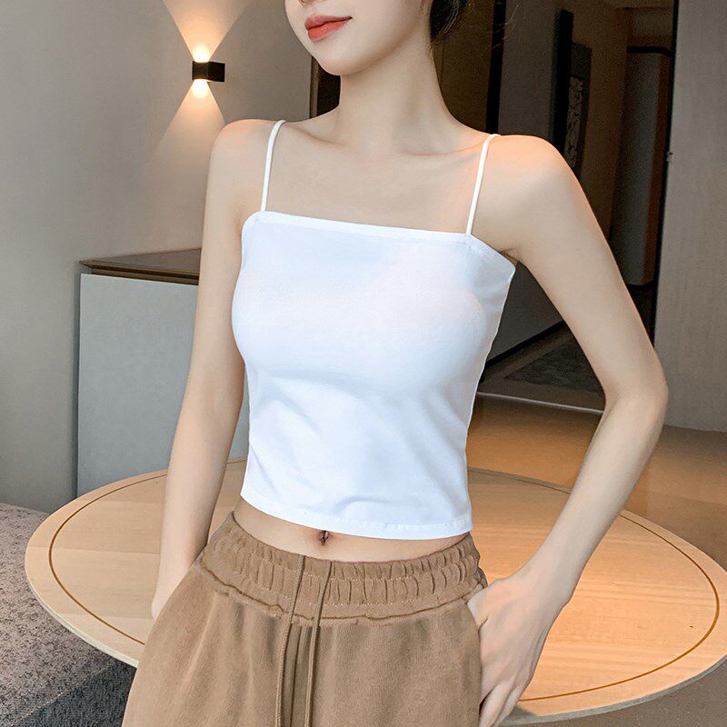 极速黑色吊带背心女内搭2025新款带胸垫美背文胸一V体纯棉短款打