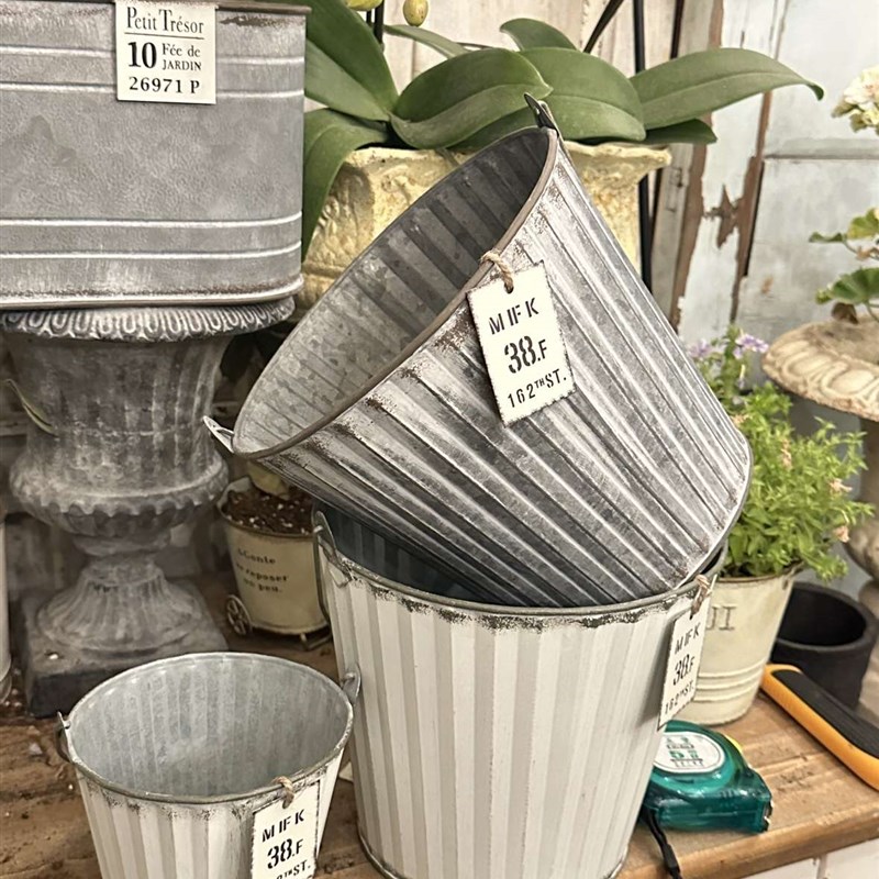 极速日系铁皮做旧38.FM挂牌提桶花盆挂盆