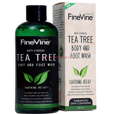 极速FineVineh Anti-fungal  Tea Tree Body & Foot Wash  12 oz