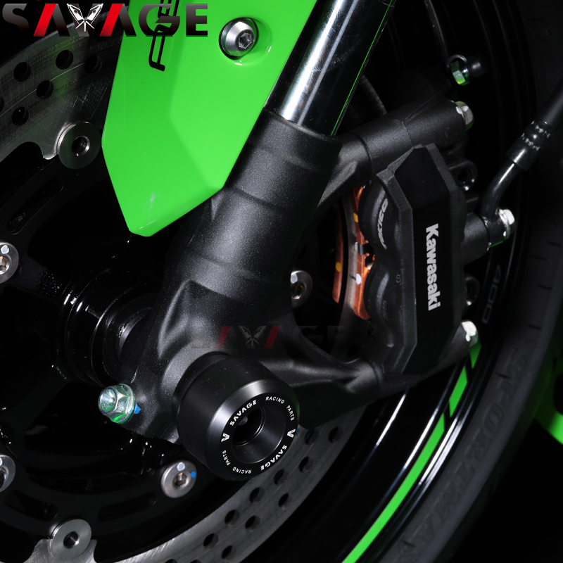 极速适用川崎ZX-4R改装件前轮轴防摔胶保护球前后W轮叉滑块防摔杆