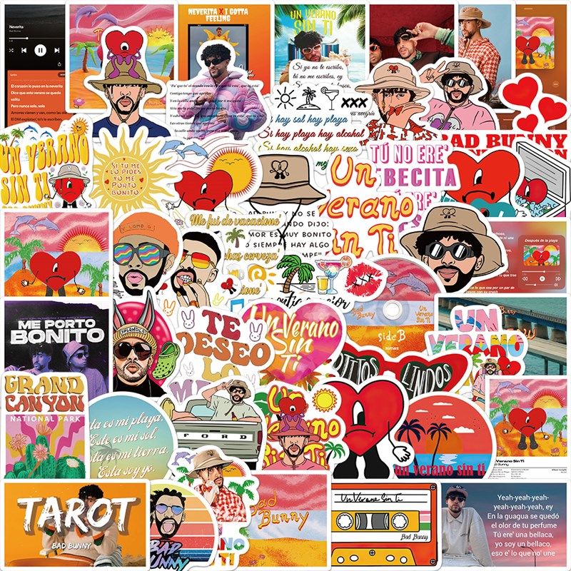 极速25/b50pcs Bad Bunny New Album Un Verano Sin Ti Graffiti