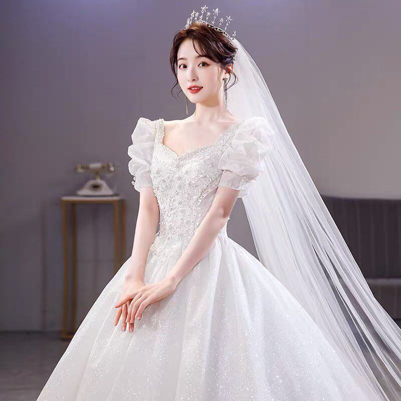 新品法式轻主婚纱2025新款夏季新E娘简约宫廷公主风气质小个子奢