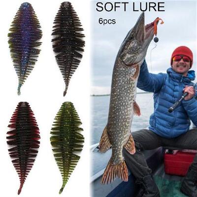 极速6pcs d7.4mm 5.3g Soft Lure Worm Fishing Lures Silicone B