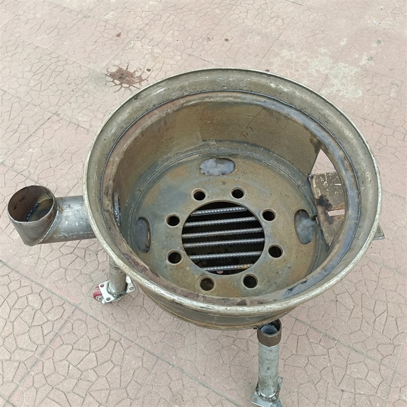 极速柴火炉旧车轮毂改装木柴炉可移动H柴火炉农村大锅灶木柴炉户