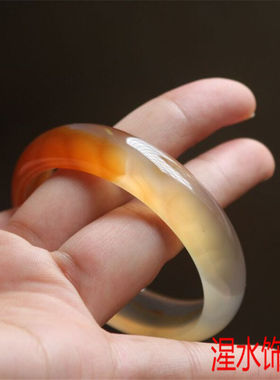 极速湦水饰阁俏色红玛p瑙玉髓手镯玉镯水润萤光女款镯子手环礼物