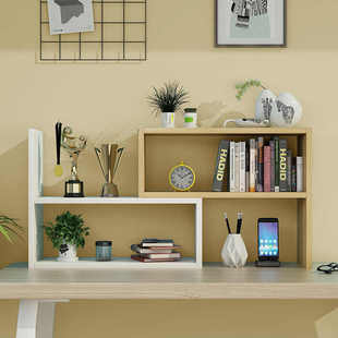 桌面书架实木简易书桌上置物架子办公组合架学生宿舍墙上收纳书柜