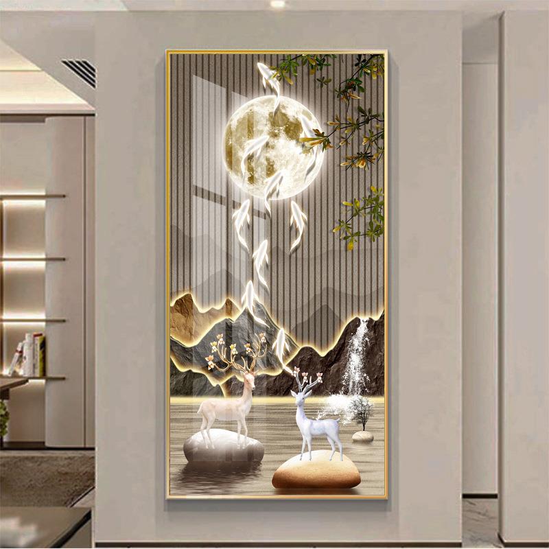 入门玄关装饰画带灯玄关画2024年新款高端轻奢高级感走廊过道挂画