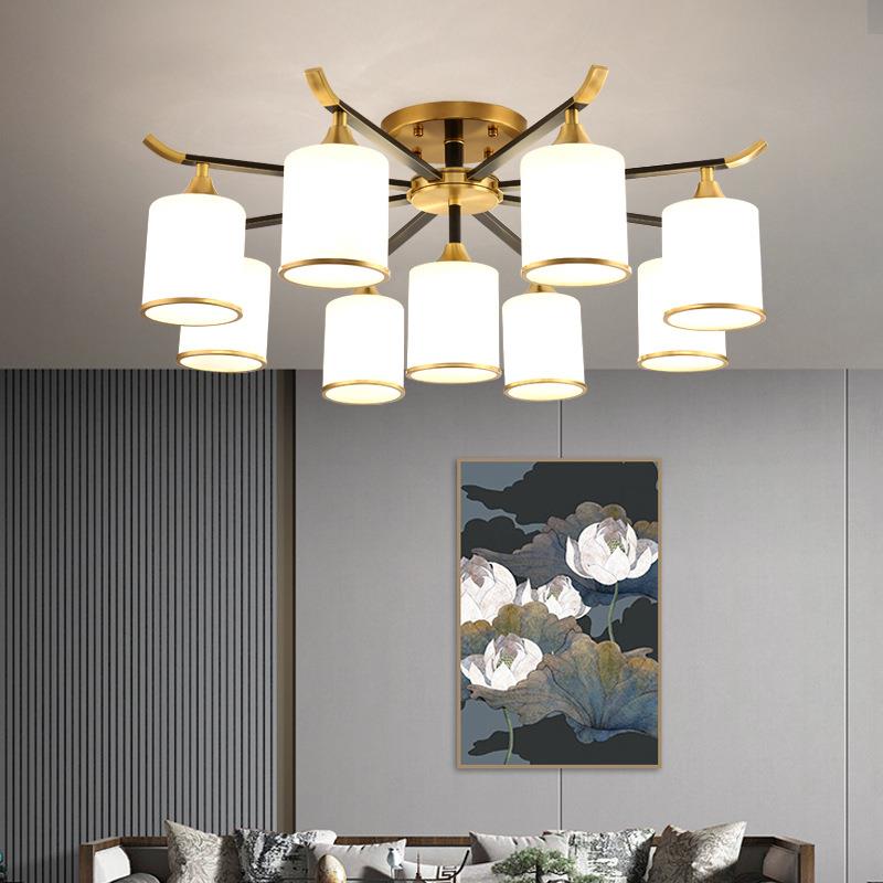 新中式轻奢全铜吊灯客厅餐厅卧室中国风现代简约别墅样板间吸顶灯