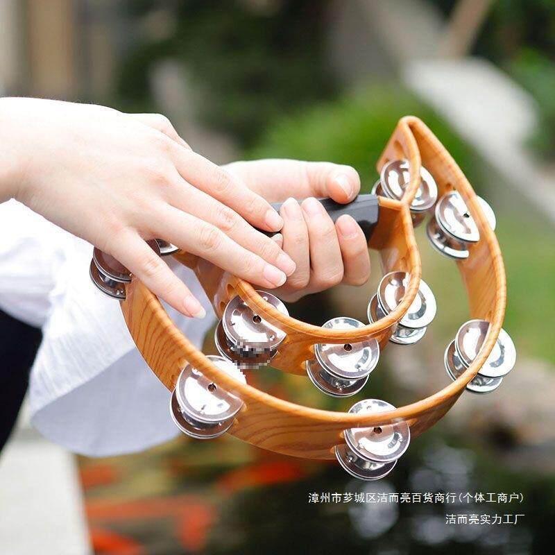 双排手摇铃鼓民谣伴奏手铃表演儿童清脆摇铃早教舞蹈专业节奏乐器