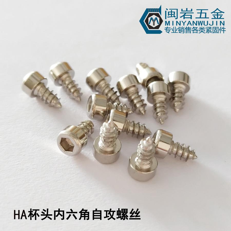 杯头内六角自攻HA3/3.5*6-30 304不锈钢 圆柱头内六角尖尾螺丝