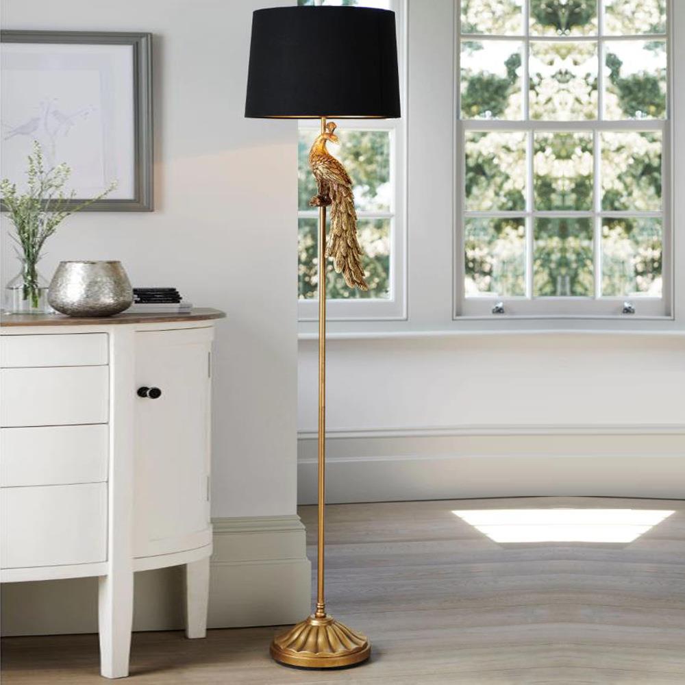 孔雀落地灯网红设计师艺术客厅卧室创意地灯复古北欧灯落地式家居