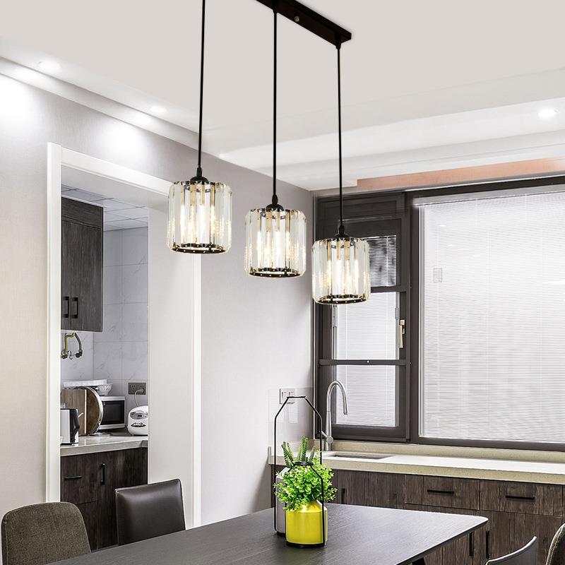 高级感护眼法式轻奢水晶现代简约创意极简三头家用小户型餐桌吊灯