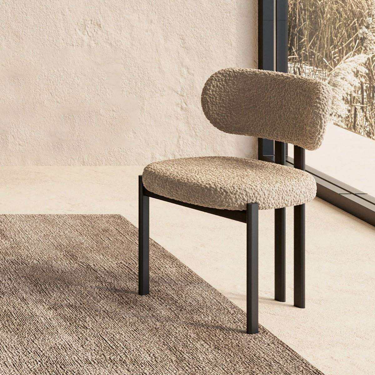 北欧实木餐椅新中式绒布围椅售楼部洽谈椅家用布艺中古设计梳妆椅