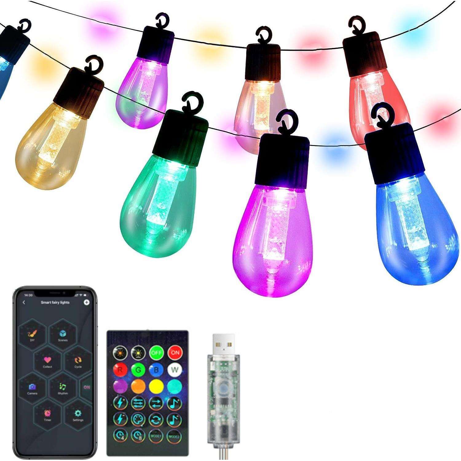 圣诞节露营庭院装饰灯智能APP可遥控S14灯串防水吊顶天幕氛围灯