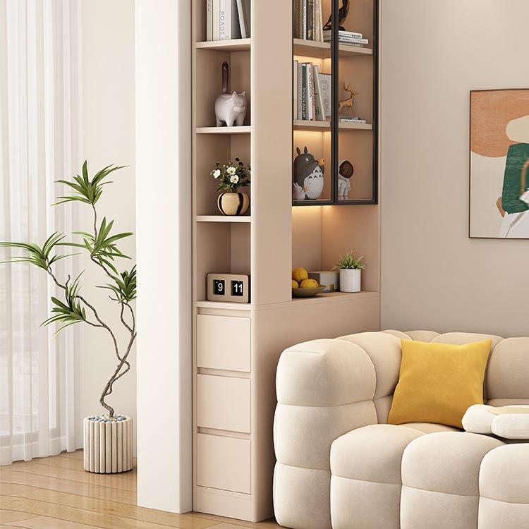 实木书柜家用沙发边柜简约小户型极窄收纳柜墙角夹缝储物柜置物架