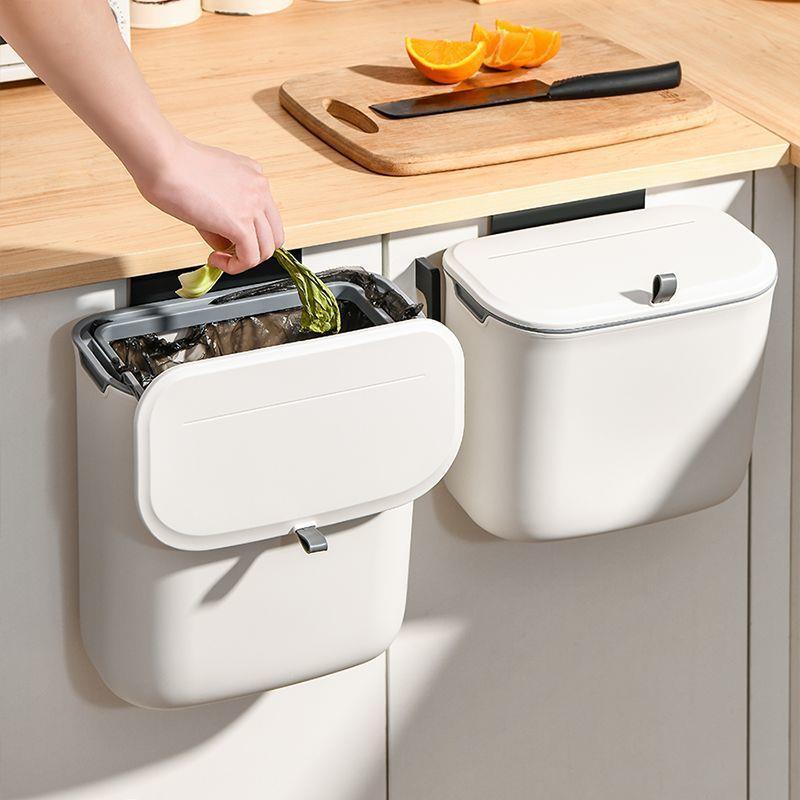 厨房垃圾桶悬挂式带盖子防臭厨余剩菜残渣收纳桶家用免弯腰神器