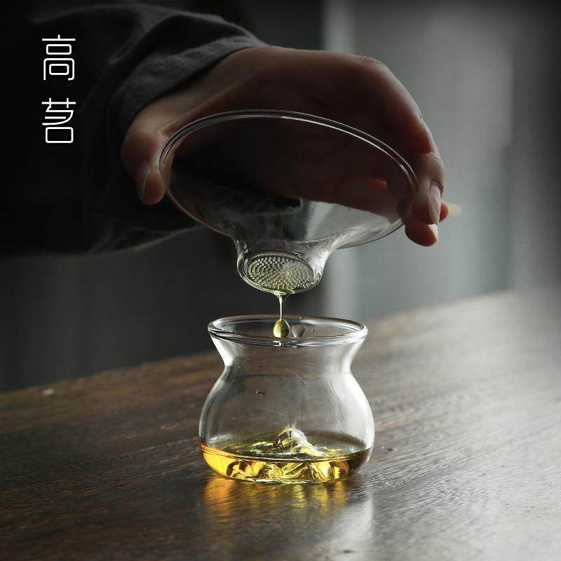 玻璃茶漏茶滤一体功夫茶茶具高档公道杯漏斗滤R茶器泡茶过滤网公