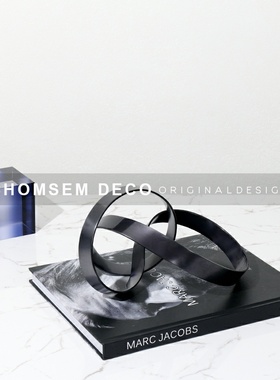 简约现代手工缠绕几何纯铜纸镇摆件样F板房轻奢软装饰品售楼处摆