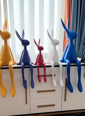 简约现代创意网红卡通坐姿长耳兔子摆G件客厅电视柜酒柜桌面装饰