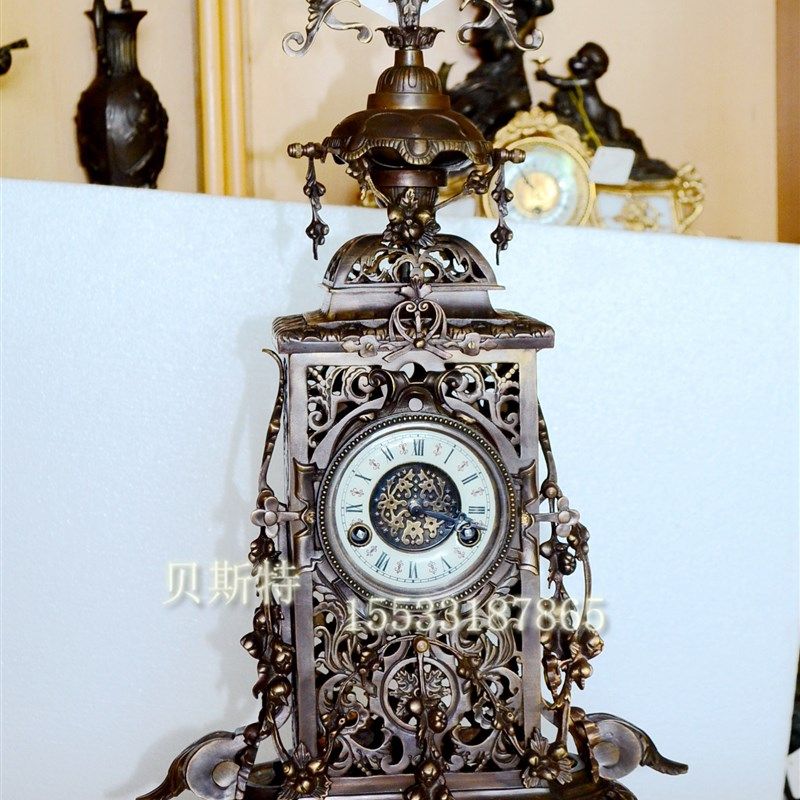 钟表 纯铜座钟 古典机械台钟 欧式镂空铸铜钟 仿故宫样.板间壁炉,家居饰品,座钟,淘宝优惠券,粉丝福利购,淘宝优惠卷
