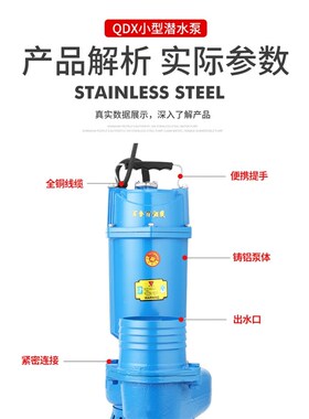 2.5kw2.8kwQDX1.5-20u-0.75/QDX15-15-1.5高扬程大流量抽水机农用