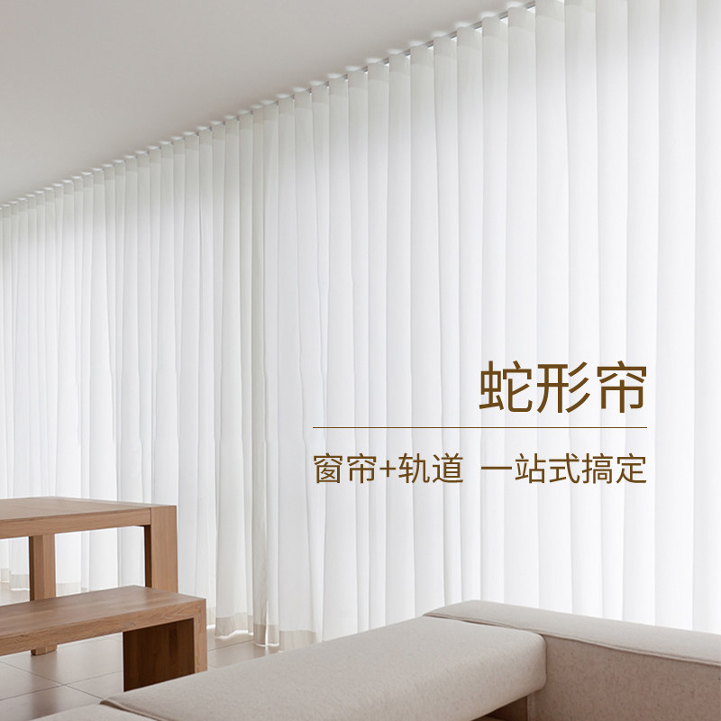 幻影纱新款蛇形窗帘蛇形帘纱帘白纱水波帘客厅轻奢现代透光不透人