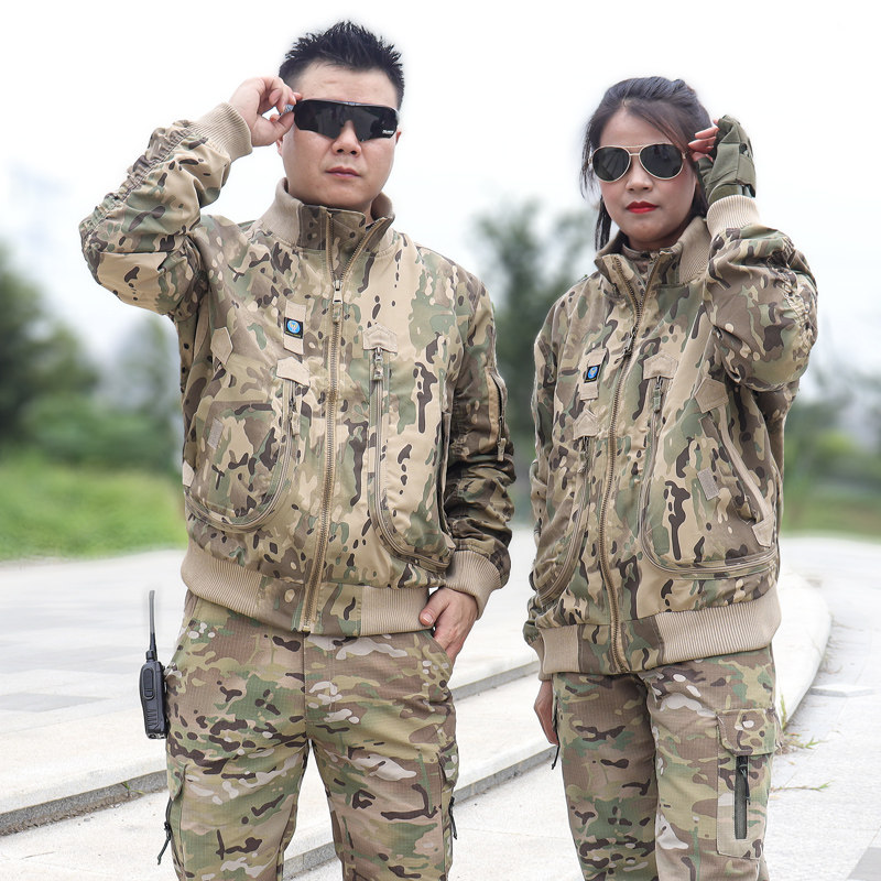 新款美式迷彩服套装男ma1空军飞行员夹克大码工装战术立领外套女1