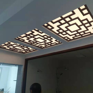 极速新中式 饰板玄关隔断屏风通 镂空吊顶雕花板sPVC花格客厅过道装