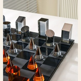 现代创意Normcore无障碍豪华水晶棋盘模型室客厅桌面几何工艺X品