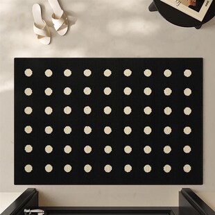 法式入户门地垫门内进门复古垫子家用防滑黑O色脚垫高级感门口门