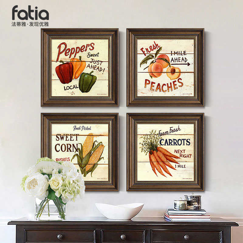 美式餐厅装饰画水果客厅背景墙z壁画饭厅玄关挂画厨房墙面复古油图片