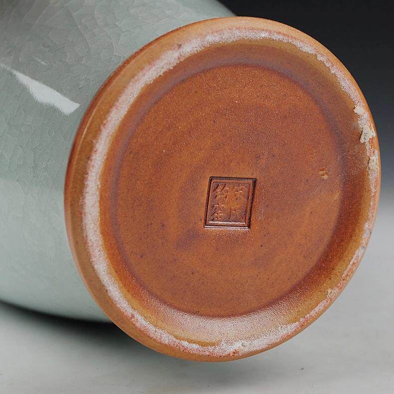 景德陶瓷器镇 仿古钧瓷裂冰纹釉片瓶花nff 现代客厅家居装饰品摆