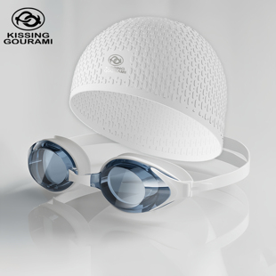 KISSINGGOURAMI新款 泳帽游泳眼镜 泳镜女高清防雾防水游泳专用套装
