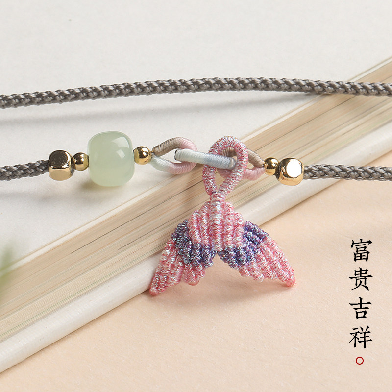 极速和田玉吊坠绳鱼尾项链绳子手工编织翡L翠平安扣玉佩男女挂脖