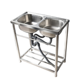 极速家用不锈钢水槽池一体t大单槽厨房单双水池带支架洗碗菜手盆