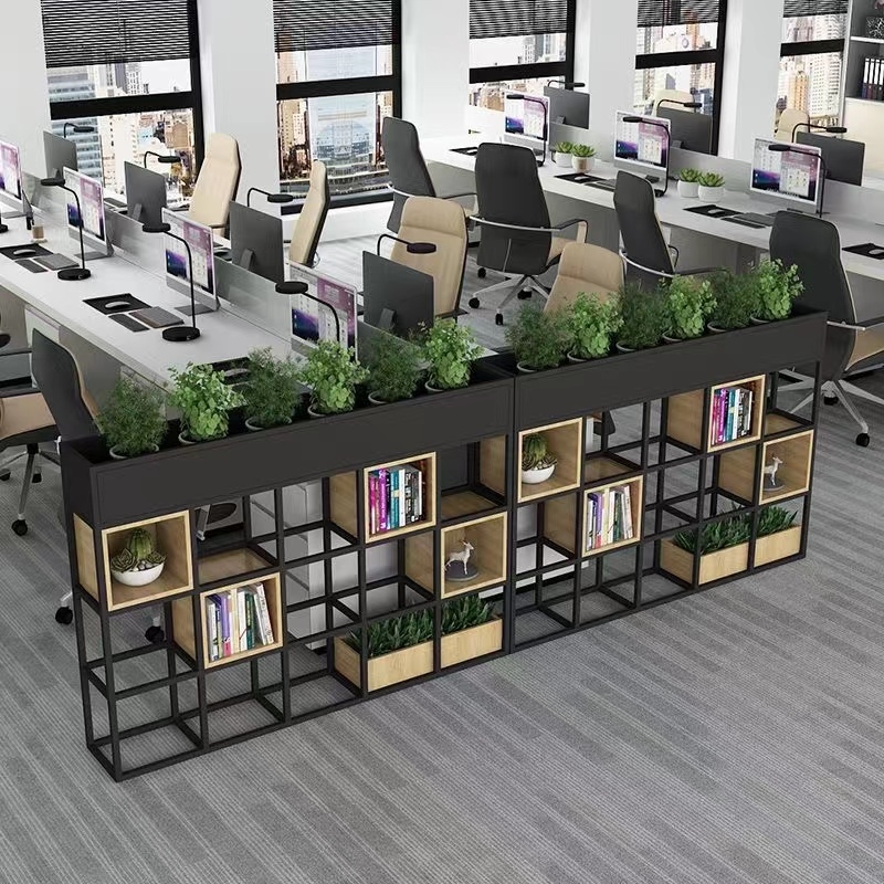 极速北欧铁d艺实木隔断置物架客餐厅办公室屏风围栏花架绿植网红